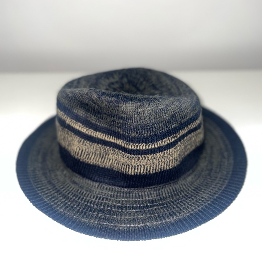 Navy and Beige Knit Fedora